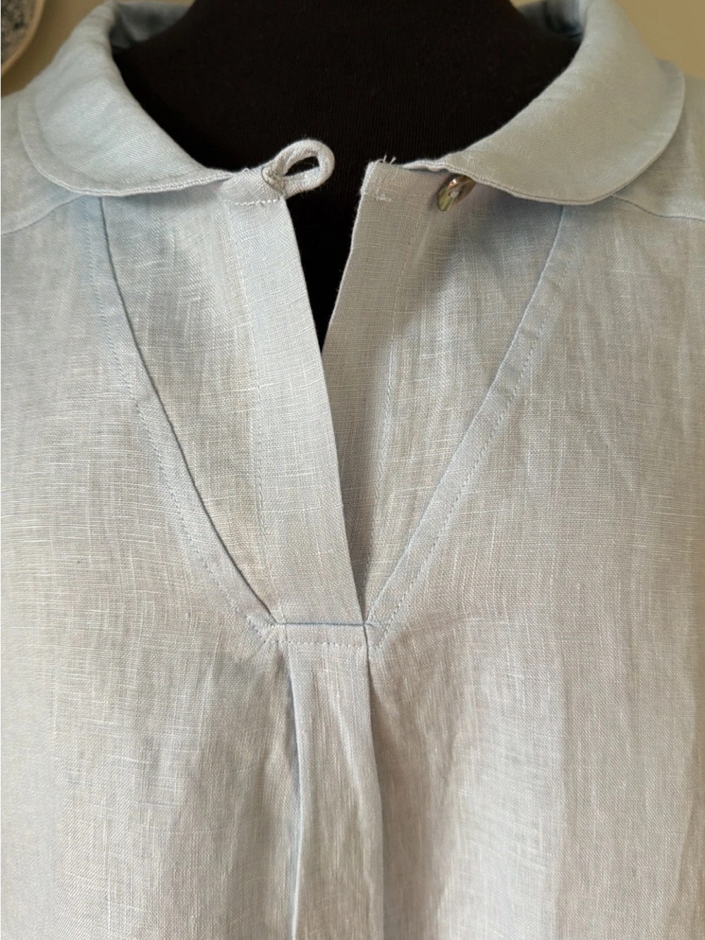NWT Lintico 100% Linen Shawl V-Neck Half Sleeve Top JADE Baby Blue Size Small - Picture 3 of 12